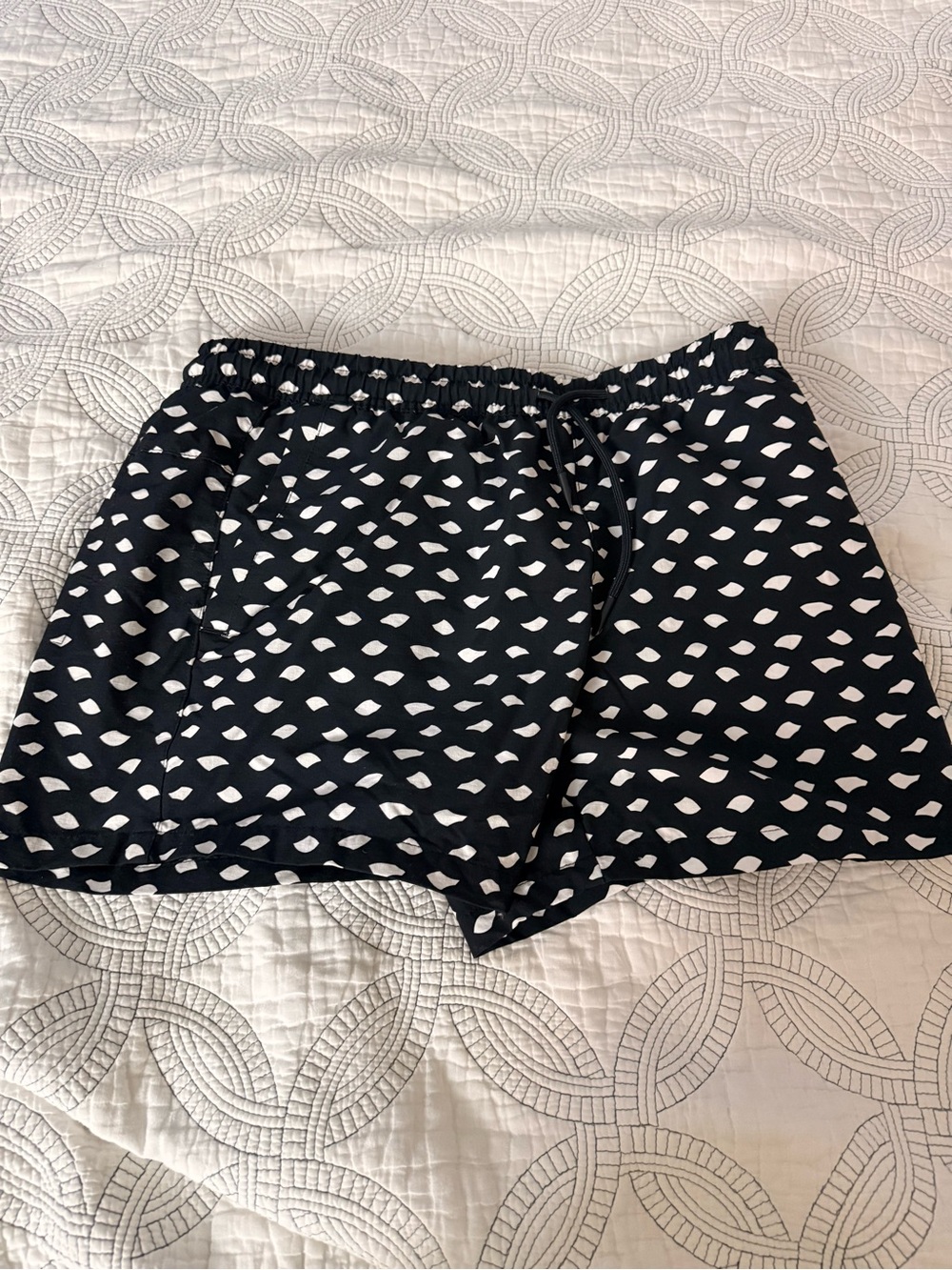 Zara Black Swim Trunks with White Abstract Print